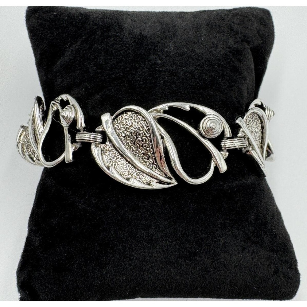 Sarah Coventry 1959‎ Wind Song Silver Tone Leaf Shell Link Boho Bracelet